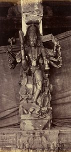 Säule und Figur, aus einem einzigen Stein geschnitten. Coimbatore von Unknown artist