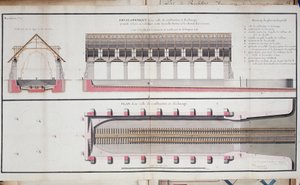 Plan eines Gebäudes und Grundriss des Hafens von Rochefort