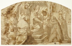 Papst gewährt dem Heiligen Antonius von Padua einen Ablassbrief