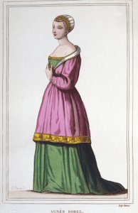 Porträt von Agnes Sorel (1422-1450), Favoritin von König Karl VII. Gravur von 1830 von Unknown artist