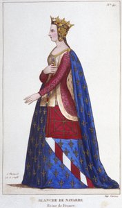 Porträt von Blanche von Navarra (1224 - 1283), Königin von Frankreich, Braut von Johann I. dem Roten im Jahr 1236. Gravur aus dem Jahr 1830. von Unknown artist