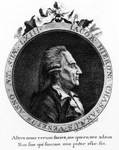 Porträt von Casanova (1725 - 1798) - Porträt im Frontispiz, in „Geschichte meiner Flucht aus den Gefängnissen der Republik Venedig“, geschrieben in Dux in Böhmen