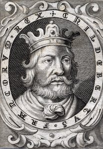 Porträt von Childebert I. (ca. 495-558), König von Paris. Gravur aus dem 18. Jahrhundert von Unknown artist