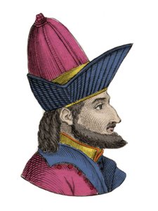 Porträt von Konstantin XI (oder XII) Palaiologos, bekannt als Dragases (Konstantin XI Palaiologos) (1404-1453), byzantinischer Kaiser. Gravur des 19. Jahrhunderts. von Unknown artist