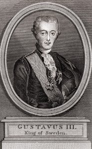 Porträt von Gustav III. (1746-1792), König von Schweden von 1771 bis 1792. Gravur von 1787. Sammlung „Soldaten von einst“ von Unknown artist