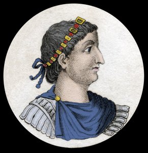 Porträt von Theodosius I (Flavius Theodosius) (347-395), römischer Kaiser, Gravur des 19. Jahrhunderts. von Unknown artist