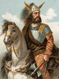 Porträt von Viriathe. in Latein Viriatus oder Viriathus, lusitanischer Häuptling (keltisches Volk) (139 v. Chr.) nach „Hombres y Mujeres celebres“. Barcelona 1877 von Unknown artist