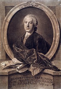 Porträt des englischen Komponisten Johann Adolf Hasse (1699-1783) (Stich). 18. Jahrhundert. Bologna, Civico Museo Musico