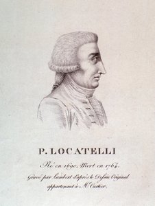 Porträt des italienischen Geigers und Komponisten Pietro Locatelli (1695-1762) Gravur. 18. Jahrhundert. Bologna, civico museo musico