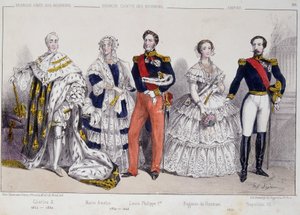 Porträt der Bourbonen. Von links nach rechts: Charles X (1757-1836), Marie Amelie (1782-1866), Louis Philippe I (1773-1850), Eugenie de Guzman (1826-1920) und Napoleon III (1808-1873) von Unknown artist