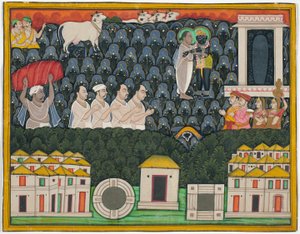 Pratham Milan, Shrinathji offenbart sich Vallabhacharya auf dem Berg Govardhan von Unknown artist