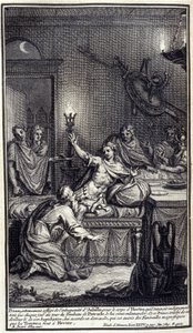 Priamos, äußerst betrübt über die Unmenschlichkeit des Achilles, wegen Hektors Leiche, die er jeden Tag dreimal um das Grab von Patroklos schleifte, kommt, um ihn erneut zu bitten. Und dieser Prinz, gerührt von seinem Schmerz und seiner Demütigung, gewährt von Unknown artist