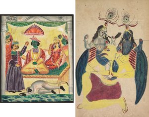 Rama und Sita (recto); Garuda trägt Balarama und Krishna (verso)