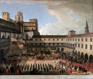 Empfang der venezianischen Botschafter durch Kaiser Karl VI. in Mailand im Jahr 1711