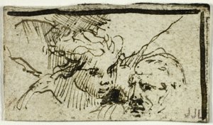 Rembrandts Opferung Isaaks - Köpfe von Abraham und Engel von Unknown artist