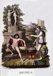 Darstellung von Medea, die ihre Flüche vorbereitet