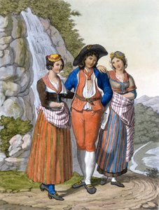 Darstellung der Waldenser mit ihrer Kleidung. Um 1820. von Unknown artist