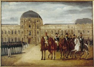 Parade vor dem Château des Tuileries, um 1820. Heutiges 1. Arrondissement, zwischen 1815 und 1825