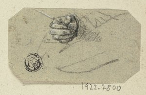 Rechte Hand, die ein Zeichenwerkzeug hält von Unknown artist