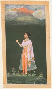 Königliche Frau, die eine Blume hält von Unknown artist