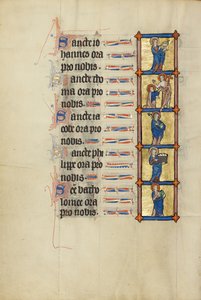 Johannes der Evangelist mit dem vergifteten Kelch; Der ungläubige Thomas; Heiliger Jakobus mit einem Buch und dem vergifteten Knüppel; Heiliger Philippus mit einem Brotkorb; Heiliger Bartholomäus mit einem Buch von Unknown artist