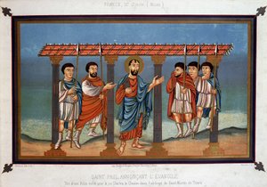 Der heilige Paulus verkündet das Evangelium - aus einer Bibel für König Karl den Kahlen in der Abtei Saint Martin von Tours, 9. Jahrhundert von Unknown artist