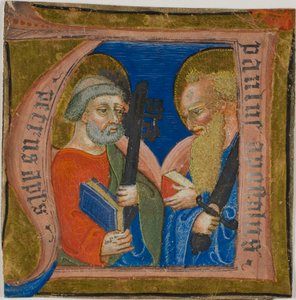Heilige Peter und Paul in einem historisierten Initial "N" aus einem Chorbuch