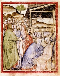 Sarahs Tod im Alter von 127 Jahren. Miniatur aus Codex 212 (oder Padovano oder Bibel von Padua) 1390-1400 von Unknown artist