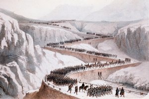 Zweiter Italienischer Unabhängigkeitskrieg: der Durchgang von Moncenisio durch die französische Armee am 29. April 1859 von Unknown artist
