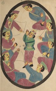 Sieben Helden oder Krieger töten Abhimanya, den Sohn von Arjuna von Unknown artist