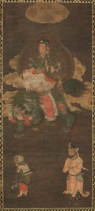 Shakyamuni-Triade: Buddha begleitet von Manjushri und Samantabhadra (Bodhisattva mit Löwe) von Unknown artist