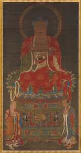 Shakyamuni-Triade: Buddha begleitet von Manjushri und Samantabhadra