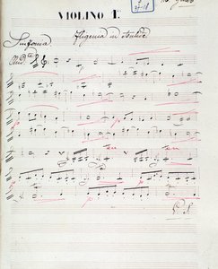 Notenseite für die erste Violine von Iphigenie en Aulide, Oper von C. W. Gluck, ca. 1774 von Unknown artist