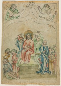 Einzelblatt aus einer Biblia Pauperum: Christus mit Dornenkrone (recto)