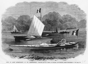 Skiff und Kanu neben der Kaiserin, gebaut von M.A. Searle de Stangate, in der Nähe von Lambeth - Gravur