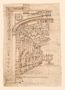 Bühnenbild: Arkade, die zu einem Garten führt von Unknown artist