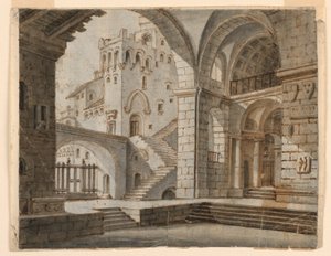 Bühnenbild: Hof in gotischem Schloss von Unknown artist