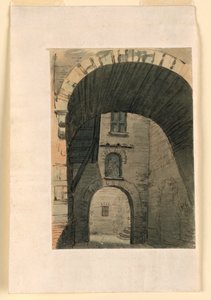 Bühnenbild, Hof in altem Gebäude von Unknown artist