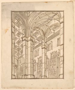 Bühnenbild: Bibliotheksinterieur mit Bögen von Unknown artist