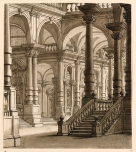 Bühnenbild, Portikus mit Treppe von Unknown artist