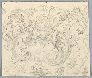 Studie für ein sich windendes Akanthus-Ornament von Unknown artist