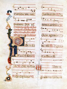Sursum Corda, Beispiel der Notation des 14. Jahrhunderts („P“). von Unknown artist
