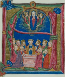 Die Himmelfahrt der Jungfrau in einem historisierten Initial "A" aus einem Antiphonar von Unknown artist