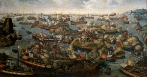 Die Schlacht von Lepanto, 7. Oktober 1571, spätes 16. Jahrhundert von Unknown artist