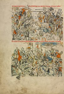 Die Schlacht von Liegnitz; Die Enthauptung von Heinrich und seine Seele von Engeln in den Himmel getragen von Unknown artist