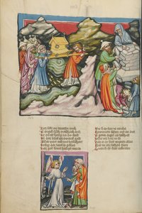 Die Israeliten mit der Bundeslade im Fluss Jordan; Die Errichtung der zwölf Gedenksteine; Ein Engel erscheint Josua von Unknown artist