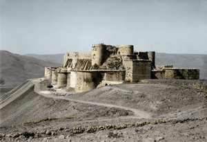 Die Krak des Ritters Burgenfestung aus der Zeit der Kreuzzüge befindet sich im Westen Syriens, 1930