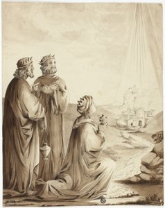 Die drei Weisen, die auf den Stern von Bethlehem zeigen von Unknown artist