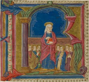 Die Jungfrau von Heiligen in einem verzierten Initial "R" aus einem Antiphonar verehrt von Unknown artist