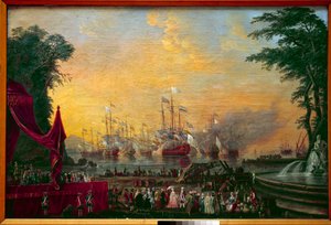 Die Bollwerkflotte in Toulon während des Besuchs des Grafen der Provence und Kaiser Joseph II. von Österreich